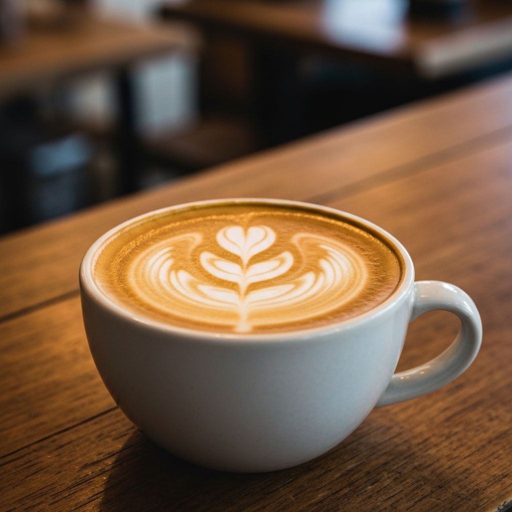 Perfectly crafted latte art in a ceramic cup