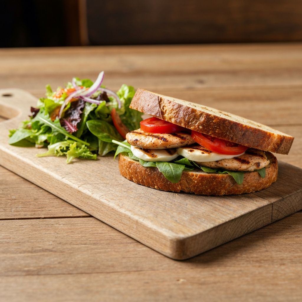 Grilled chicken sandwich served on sourdough